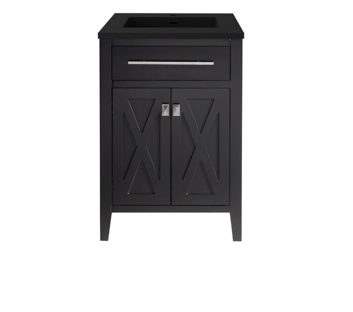 LAVIVA Vanity LAVIVA 313YG319-24E-MB Wimbledon - 24 - Espresso Cabinet + Matte Black VIVA Stone Solid Surface Countertop