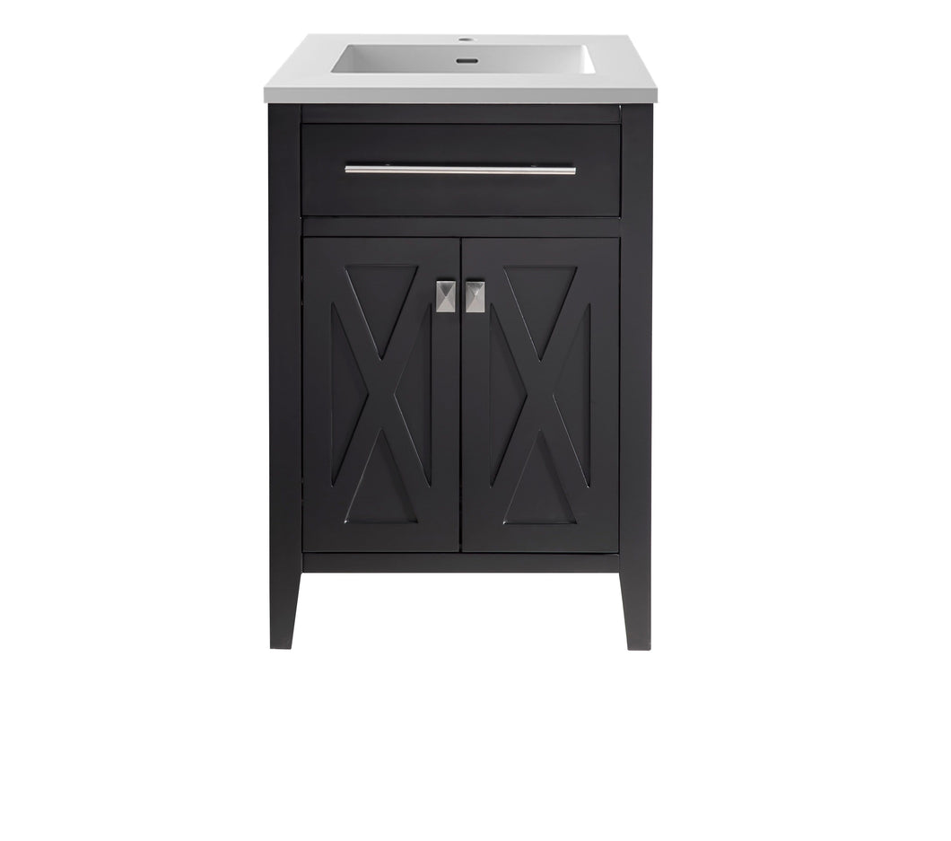 LAVIVA Vanity LAVIVA 313YG319-24E-MW Wimbledon - 24 - Espresso Cabinet + Matte White VIVA Stone Solid Surface Countertop