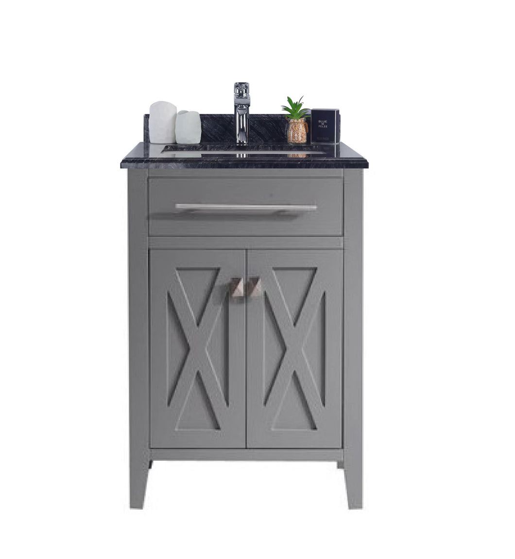 LAVIVA Vanity LAVIVA 313YG319-24G-BW Wimbledon - 24 - Grey Cabinet + Black Wood Counter