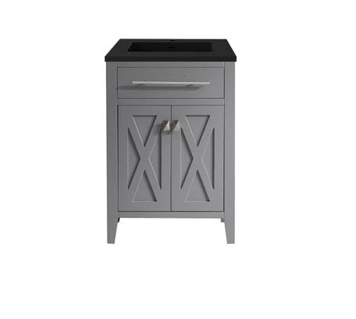 LAVIVA Vanity LAVIVA 313YG319-24G-MB Wimbledon - 24 - Grey Cabinet + Matte Black VIVA Stone Solid Surface Countertop