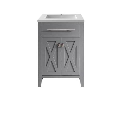 LAVIVA Vanity LAVIVA 313YG319-24G-MW Wimbledon - 24 - Grey Cabinet + Matte White VIVA Stone Solid Surface Countertop