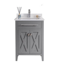 Load image into Gallery viewer, LAVIVA Vanity LAVIVA 313YG319-24G-WQ Wimbledon - 24 - Grey Cabinet + White Quartz Counter