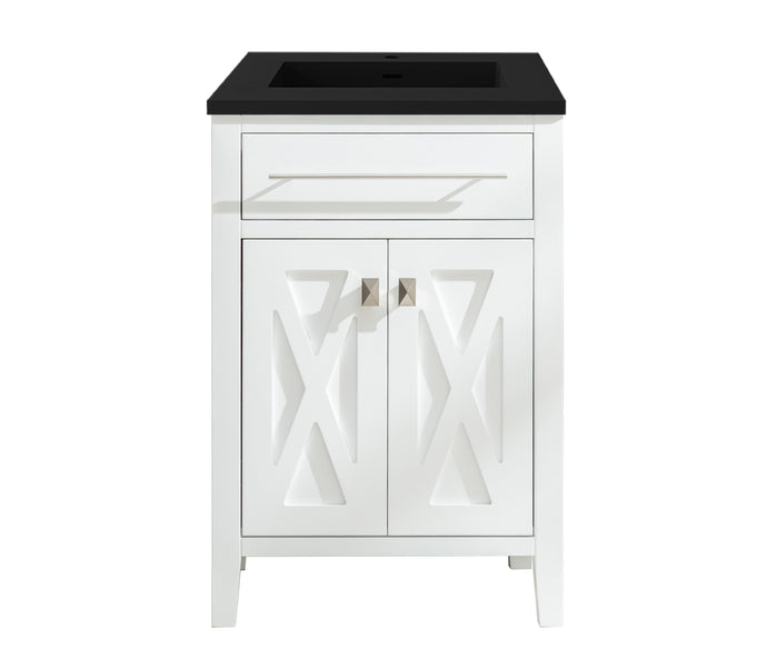 LAVIVA Vanity LAVIVA 313YG319-24W-MB Wimbledon - 24 - White Cabinet + Matte Black VIVA Stone Solid Surface Countertop