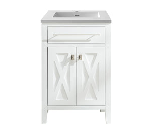 LAVIVA Vanity LAVIVA 313YG319-24W-MW Wimbledon - 24 - White Cabinet + Matte White VIVA Stone Solid Surface Countertop