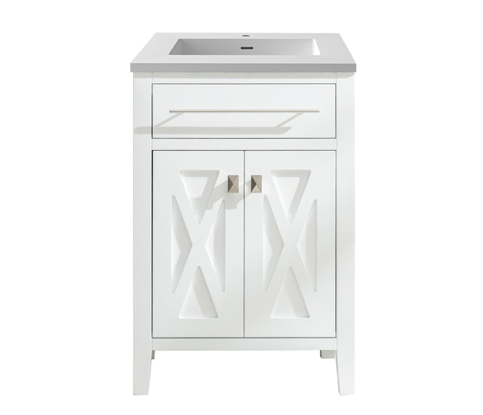 LAVIVA Vanity LAVIVA 313YG319-24W-MW Wimbledon - 24 - White Cabinet + Matte White VIVA Stone Solid Surface Countertop
