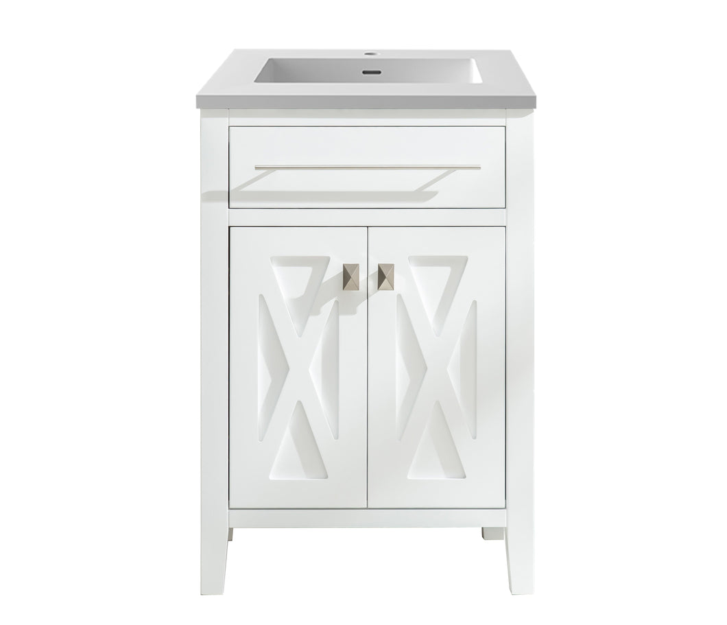 LAVIVA Vanity LAVIVA 313YG319-24W-MW Wimbledon - 24 - White Cabinet + Matte White VIVA Stone Solid Surface Countertop