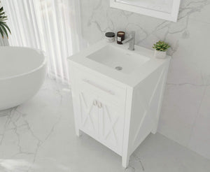 LAVIVA Vanity LAVIVA 313YG319-24W-MW Wimbledon - 24 - White Cabinet + Matte White VIVA Stone Solid Surface Countertop