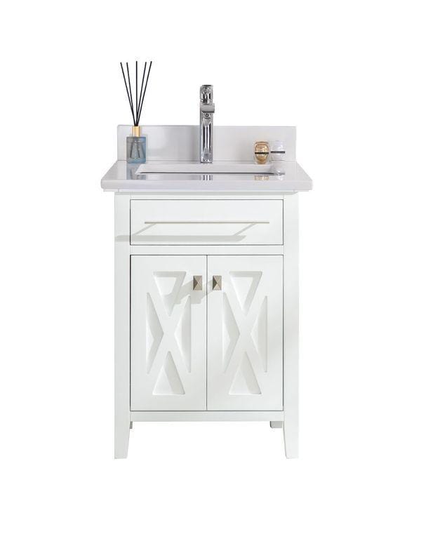 LAVIVA Vanity LAVIVA 313YG319-24W-WQ Wimbledon - 24 - White Cabinet + White Quartz Counter