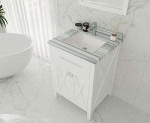 LAVIVA Vanity LAVIVA 313YG319-24W-WS Wimbledon - 24 - White Cabinet + White Stripes Counter