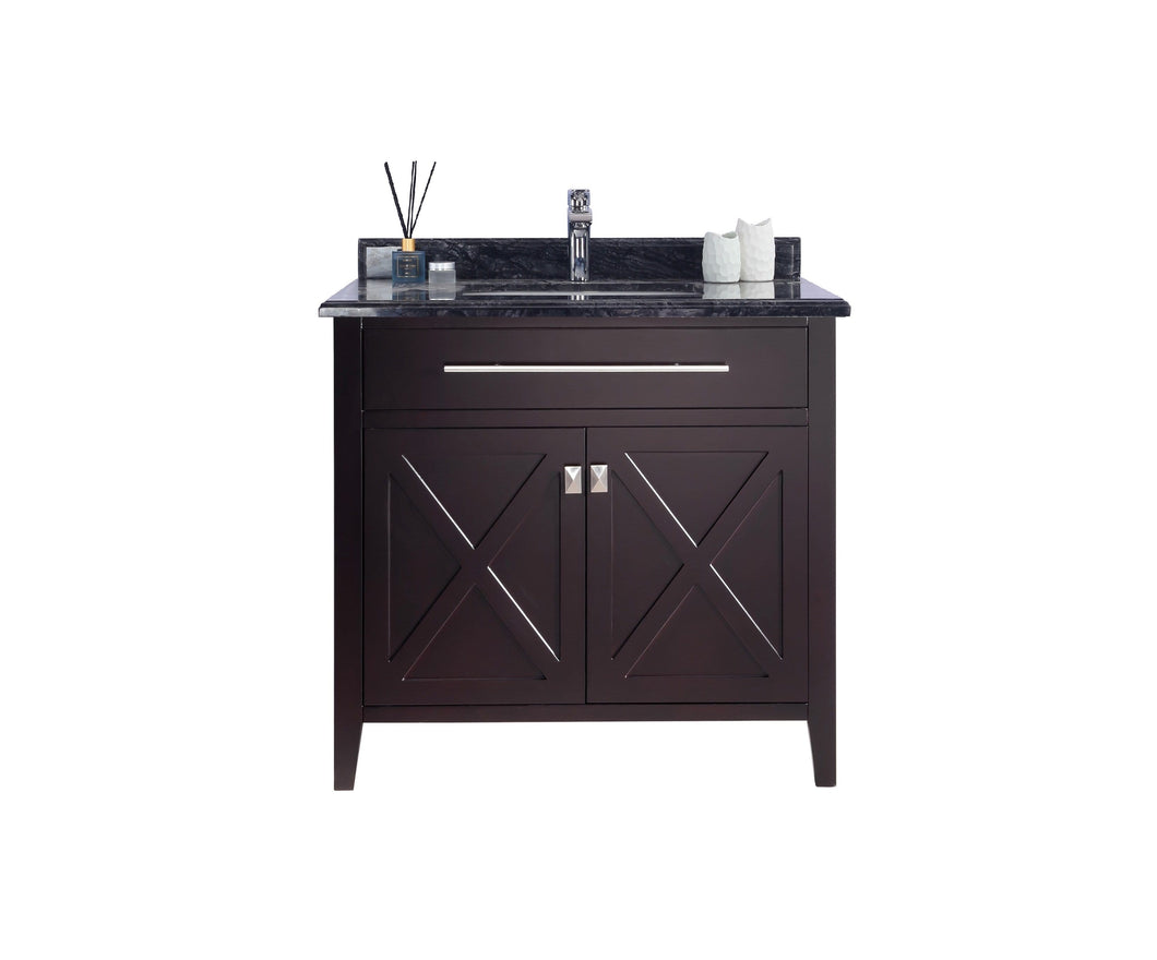 LAVIVA Vanity LAVIVA 313YG319-36B-BW Wimbledon - 36 - Brown Cabinet + Black Wood Counter