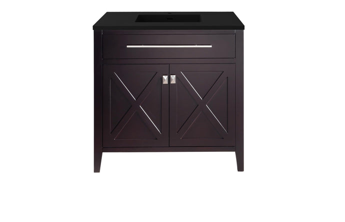 LAVIVA Vanity LAVIVA 313YG319-36B-MB Wimbledon - 36 - Brown Cabinet + Matte Black VIVA Stone Solid Surface Countertop