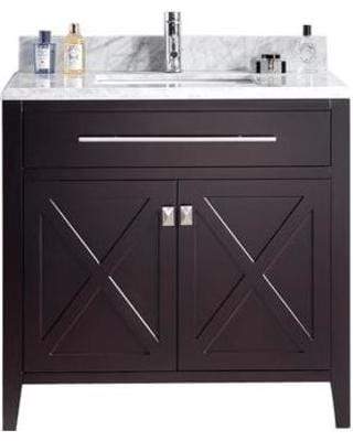 LAVIVA Vanity LAVIVA 313YG319-36B-WC Wimbledon - 36 - Brown Cabinet + White Carrera Counter