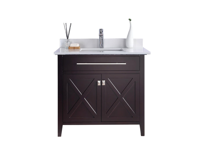 LAVIVA Vanity LAVIVA 313YG319-36B-WQ Wimbledon - 36 - Brown Cabinet + White Quartz Counter