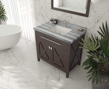 Load image into Gallery viewer, LAVIVA Vanity LAVIVA 313YG319-36B-WS Wimbledon - 36 - Brown Cabinet + White Stripes Counter