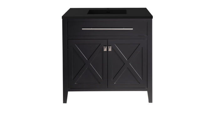 LAVIVA Vanity LAVIVA 313YG319-36E-MB Wimbledon - 36 - Espresso Cabinet + Matte Black VIVA Stone Solid Surface Countertop