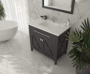 LAVIVA Vanity LAVIVA 313YG319-36E-MW Wimbledon - 36 - Espresso Cabinet + Matte White VIVA Stone Solid Surface Countertop