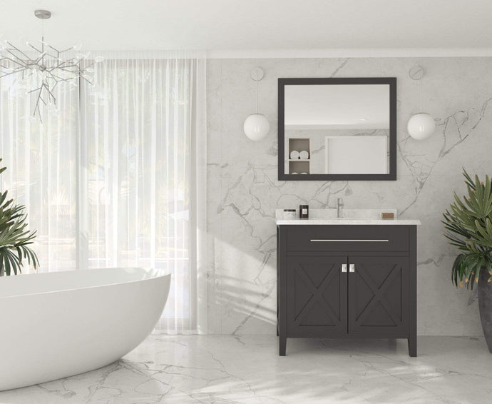 LAVIVA Vanity LAVIVA 313YG319-36E-WC Wimbledon - 36 - Espresso Cabinet + White Carrera Counter