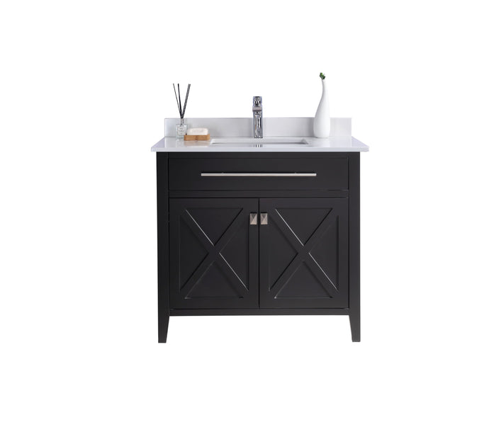 LAVIVA Vanity LAVIVA 313YG319-36E-WQ Wimbledon - 36 - Espresso Cabinet + White Quartz Counter