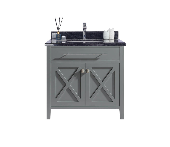 LAVIVA Vanity LAVIVA 313YG319-36G-BW Wimbledon - 36 - Grey Cabinet + Black Wood Counter