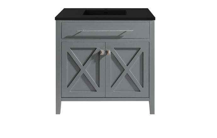LAVIVA Vanity LAVIVA 313YG319-36G-MB Wimbledon - 36 - Grey Cabinet + Matte Black VIVA Stone Solid Surface Countertop