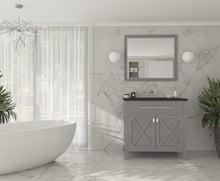Load image into Gallery viewer, LAVIVA Vanity LAVIVA 313YG319-36G-MB Wimbledon - 36 - Grey Cabinet + Matte Black VIVA Stone Solid Surface Countertop