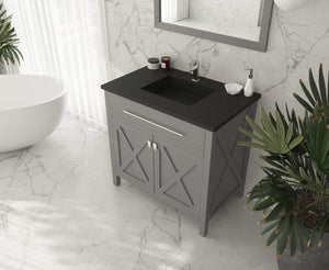 LAVIVA Vanity LAVIVA 313YG319-36G-MB Wimbledon - 36 - Grey Cabinet + Matte Black VIVA Stone Solid Surface Countertop