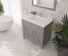 Load image into Gallery viewer, LAVIVA Vanity LAVIVA 313YG319-36G-MW Wimbledon - 36 - Grey Cabinet + Matte White VIVA Stone Solid Surface Countertop