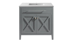 LAVIVA Vanity LAVIVA 313YG319-36G-MW Wimbledon - 36 - Grey Cabinet + Matte White VIVA Stone Solid Surface Countertop