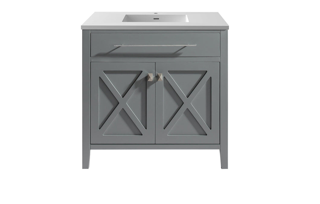 LAVIVA Vanity LAVIVA 313YG319-36G-MW Wimbledon - 36 - Grey Cabinet + Matte White VIVA Stone Solid Surface Countertop