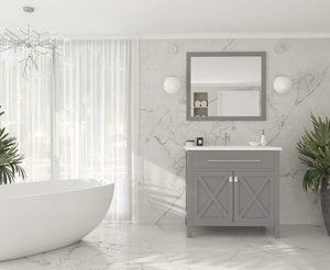 LAVIVA Vanity LAVIVA 313YG319-36G-MW Wimbledon - 36 - Grey Cabinet + Matte White VIVA Stone Solid Surface Countertop