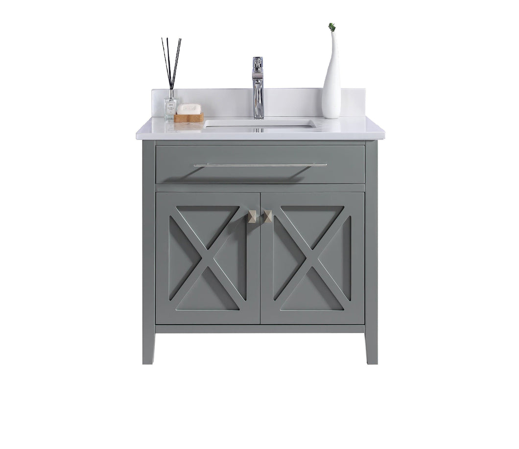 LAVIVA Vanity LAVIVA 313YG319-36G-WQ Wimbledon - 36 - Grey Cabinet + White Quartz Counter