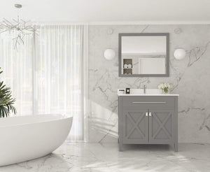 LAVIVA Vanity LAVIVA 313YG319-36G-WQ Wimbledon - 36 - Grey Cabinet + White Quartz Counter