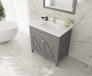 LAVIVA Vanity LAVIVA 313YG319-36G-WQ Wimbledon - 36 - Grey Cabinet + White Quartz Counter