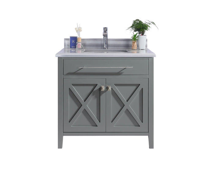 LAVIVA Vanity LAVIVA 313YG319-36G-WS Wimbledon - 36 - Grey Cabinet + White Stripes Counter