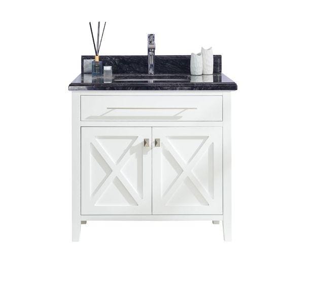 LAVIVA Vanity LAVIVA 313YG319-36W-BW Wimbledon - 36 - White Cabinet + Black Wood Counter