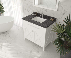 LAVIVA Vanity LAVIVA 313YG319-36W-BW Wimbledon - 36 - White Cabinet + Black Wood Counter