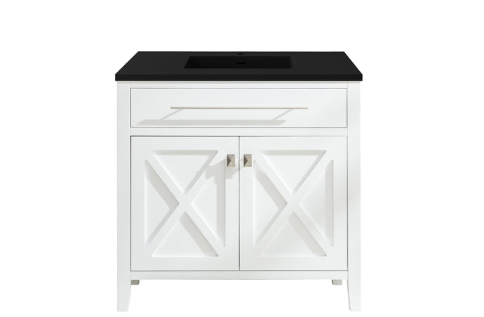 LAVIVA Vanity LAVIVA 313YG319-36W-MB Wimbledon - 36 - White Cabinet + Matte Black VIVA Stone Solid Surface Countertop