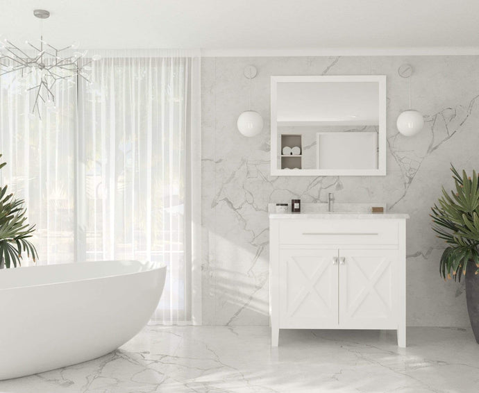 LAVIVA Vanity LAVIVA 313YG319-36W-WC Wimbledon - 36 - White Cabinet + White Carrera Counter