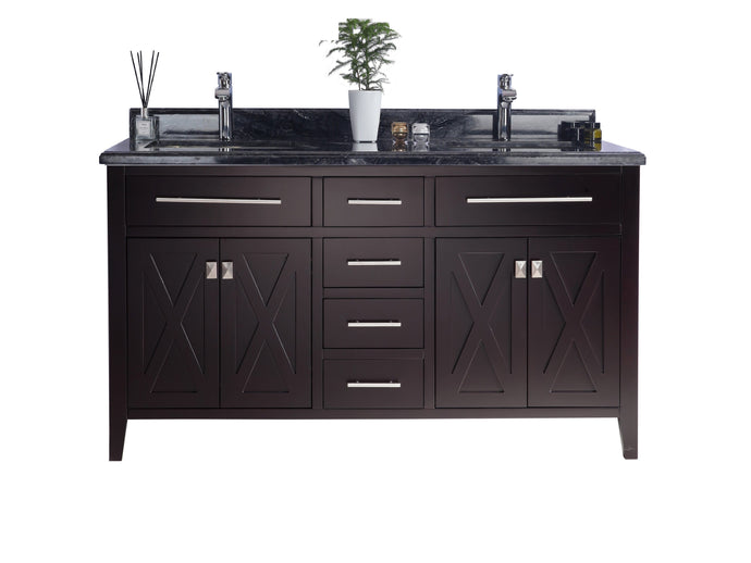LAVIVA Vanity LAVIVA 313YG319-60B-BW Wimbledon - 60 - Brown Cabinet + Black Wood Counter