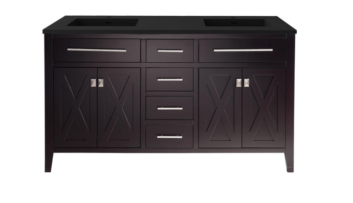 LAVIVA Vanity LAVIVA 313YG319-60B-MB Wimbledon - 60 - Brown Cabinet + Matte Black VIVA Stone Solid Surface Countertop
