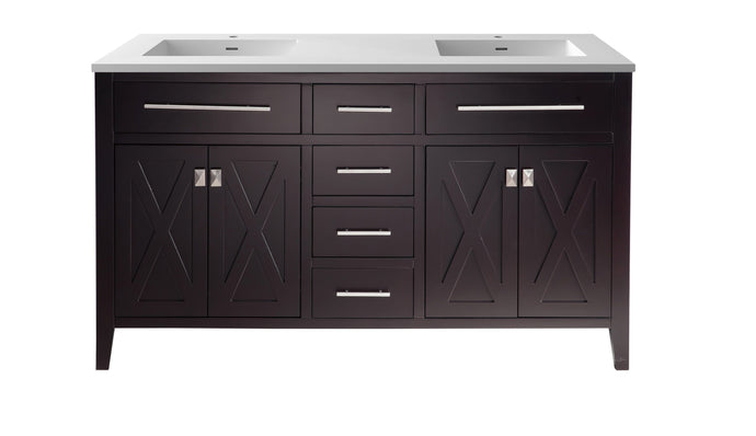 LAVIVA Vanity LAVIVA 313YG319-60B-MW Wimbledon - 60 - Brown Cabinet + Matte White VIVA Stone Solid Surface Countertop