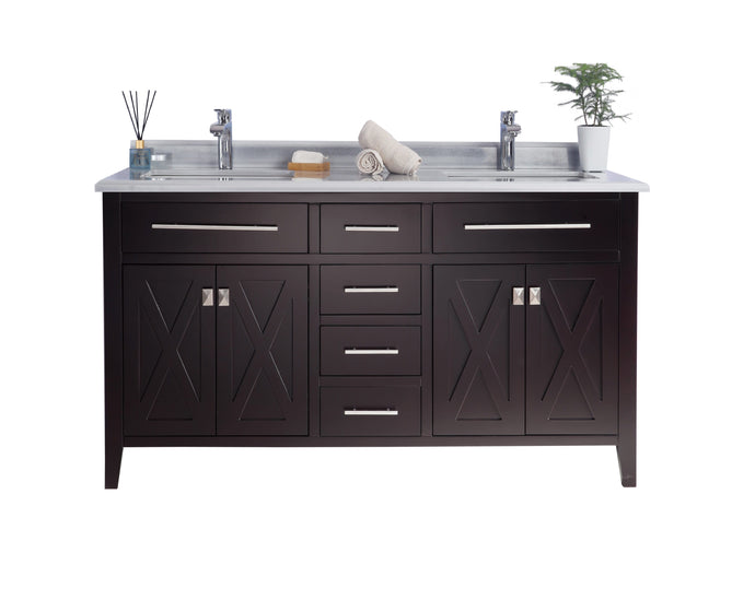 LAVIVA Vanity LAVIVA 313YG319-60B-WS Wimbledon - 60 - Brown Cabinet + White Stripes Counter