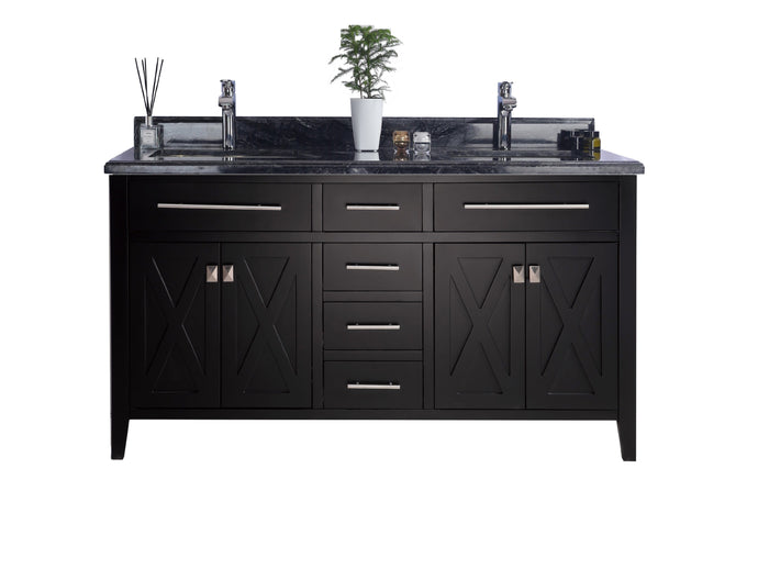 LAVIVA Vanity LAVIVA 313YG319-60E-BW Wimbledon - 60 - Espresso Cabinet + Black Wood Counter
