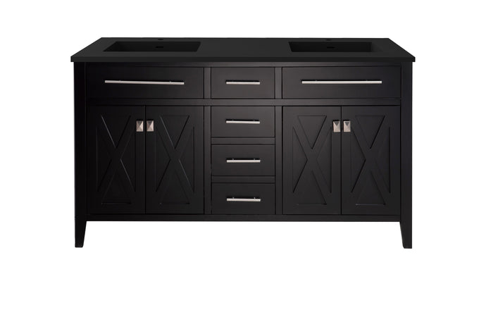 LAVIVA Vanity LAVIVA 313YG319-60E-MB Wimbledon - 60 - Espresso Cabinet + Matte Black VIVA Stone Solid Surface Countertop