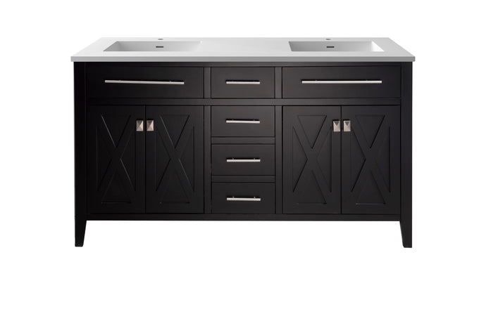 LAVIVA Vanity LAVIVA 313YG319-60E-MW Wimbledon - 60 - Espresso Cabinet + Matte White VIVA Stone Solid Surface Countertop