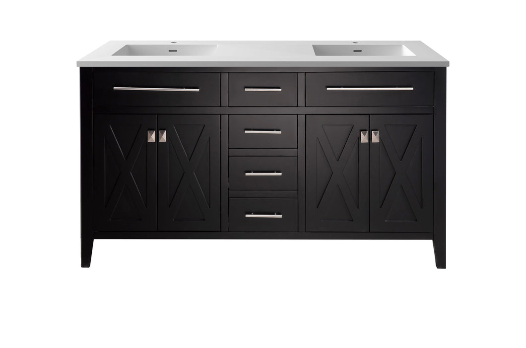 LAVIVA Vanity LAVIVA 313YG319-60E-MW Wimbledon - 60 - Espresso Cabinet + Matte White VIVA Stone Solid Surface Countertop