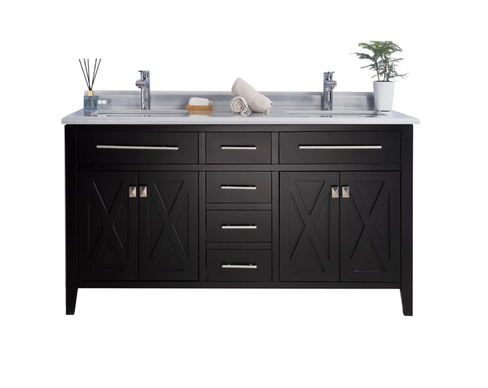 LAVIVA Vanity LAVIVA 313YG319-60E-WS Wimbledon - 60 - Espresso Cabinet + White Stripes Counter