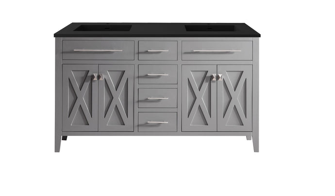 LAVIVA Vanity LAVIVA 313YG319-60G-MB Wimbledon - 60 - Grey Cabinet + Matte Black VIVA Stone Solid Surface Countertop