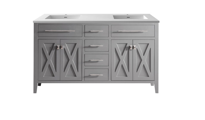 LAVIVA Vanity LAVIVA 313YG319-60G-MW Wimbledon - 60 - Grey Cabinet + Matte White VIVA Stone Solid Surface Countertop