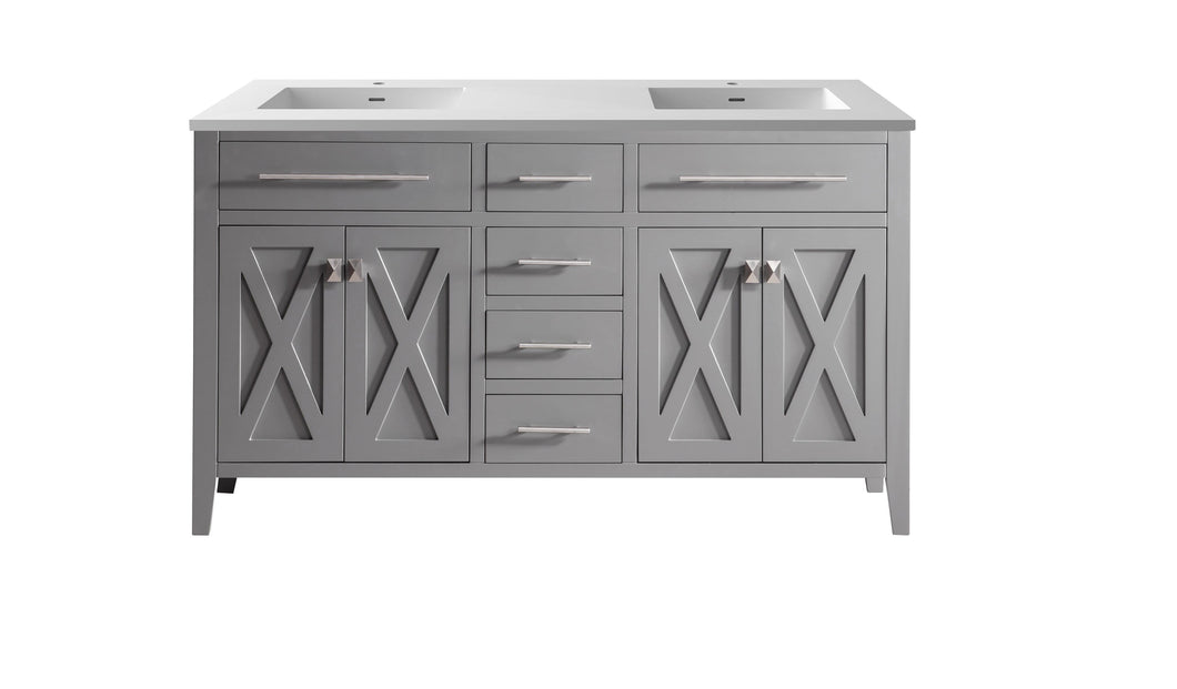 LAVIVA Vanity LAVIVA 313YG319-60G-MW Wimbledon - 60 - Grey Cabinet + Matte White VIVA Stone Solid Surface Countertop